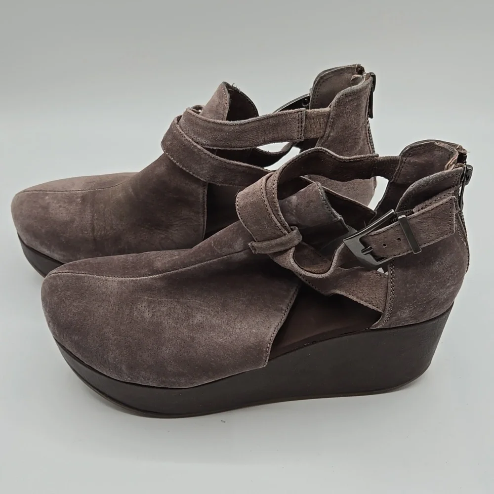 Yellowbox | Balera Taupe Suede Wedge Heel Ankle Booties Size 9